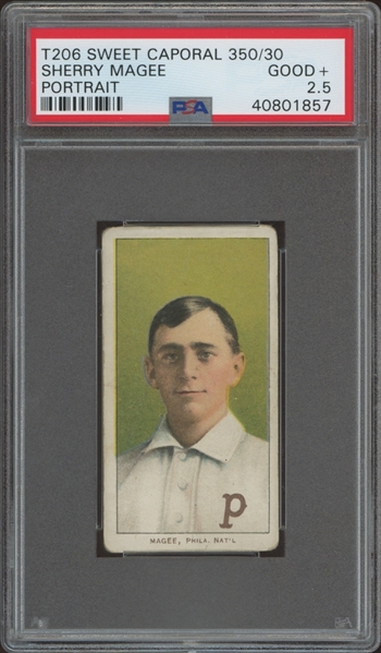 1909-11 T206 Sweet Caporal 350/30 Sherry Magee Portrait PSA 2.5 GOOD+