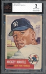 1953 Topps #82 Mickey Mantle BGS 3 VG