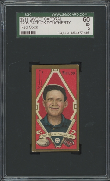 1911 T205 Gold Border Sweet Caporal Patrick Dougherty Red Sock 60 SGC 5 EX
