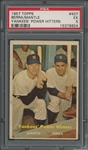 1957 Topps #407 Yankees Power Hitters Mantle/Berra PSA 5 EX