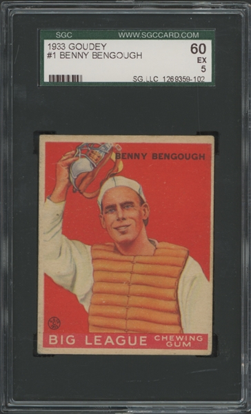 1933 Goudey #1 Benny Bengough 60 SGC 5 EX
