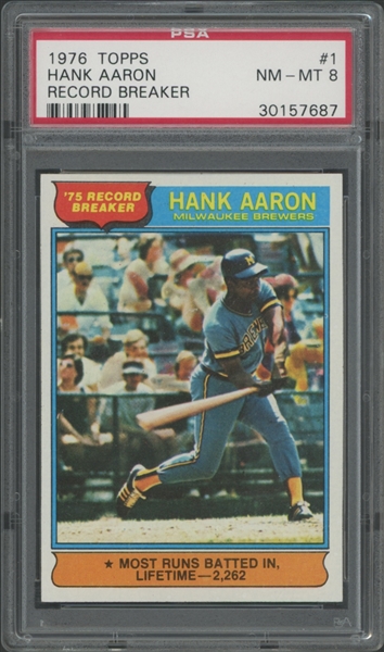 1976 Topps #1 Hank Aaron Record Breaker PSA 8 NM-MT