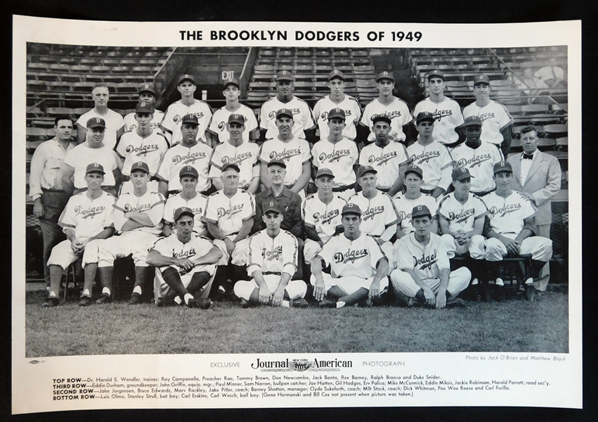 1949 Brooklyn Dodgers NY Journal-American Team Photograph