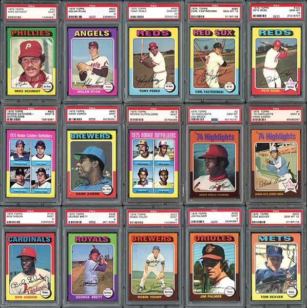 1975 Topps Complete Set Completely PSA Graded #2 Current Finest on PSA Set Registry with 9.44 GPA