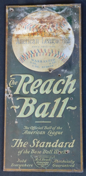 Circa 1910 Reach Official American League Baseball Tin Litho Advertising Sign