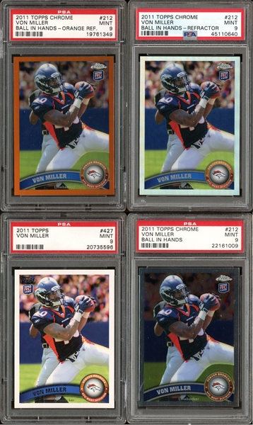 2011 Topps And Topps Chrome Von Miller Rookie Card Group Of 4 All PSA Graded