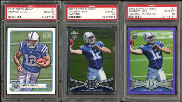 2012 Andrew Luck Rookie Group Of Three (3) All PSA 10 GEM MINT