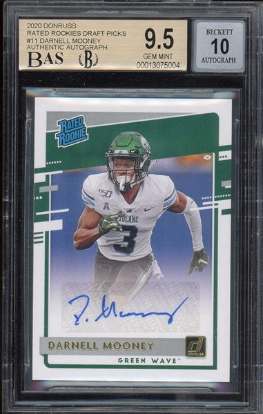 2020 Donruss Rated Rookies Draft Picks #11 Darnell Mooney Authentic Autograph BGS 9.5 Auto 10