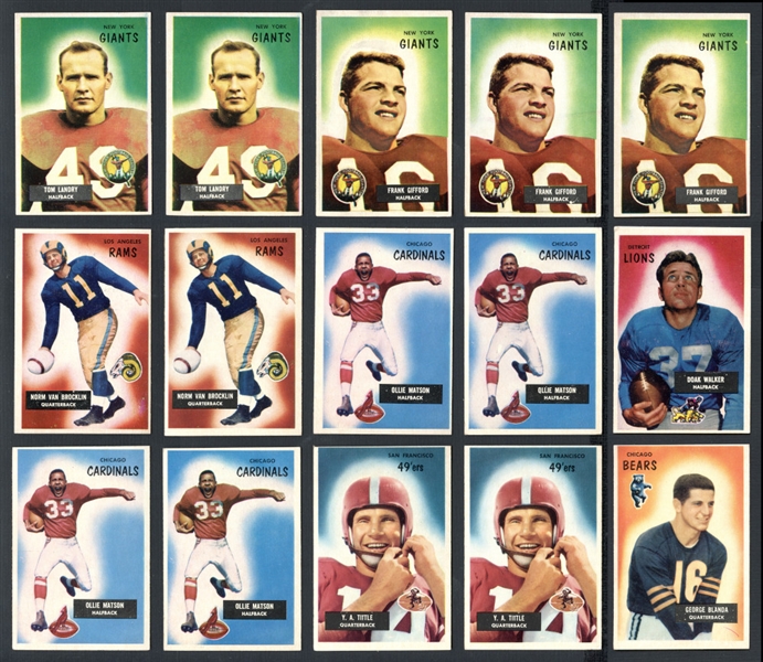 1955 Bowman Football High Grade Shoebox Collection Of 165 Cards With HOFers And Stars