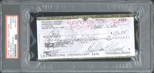 Bill Russell Signed and Cancelled Bank Check PSA/DNA