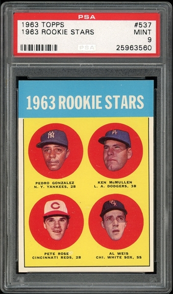 1963 Topps #537 1963 Rookie Stars Pete Rose PSA 9 MINT