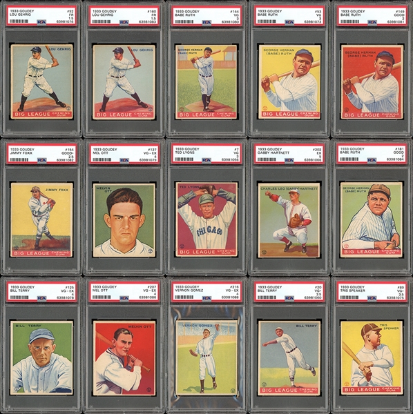 1933 Goudey Complete Set With PSA Graded Cards