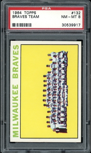 1964 Topps #132 Braves Team PSA 8 NM-MT