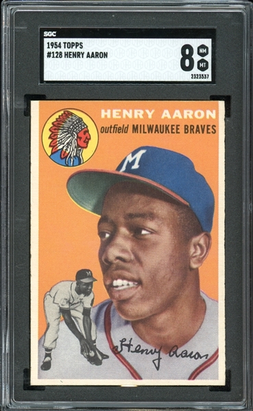1954 Topps #128 Henry Aaron SGC 8 NM-MT