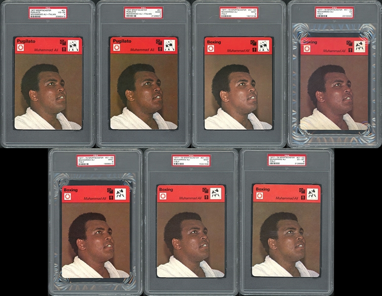 1977-79 Sportscaster Italy #01-03 Muhammad Ali Group Of Seven (7) All PSA Graded