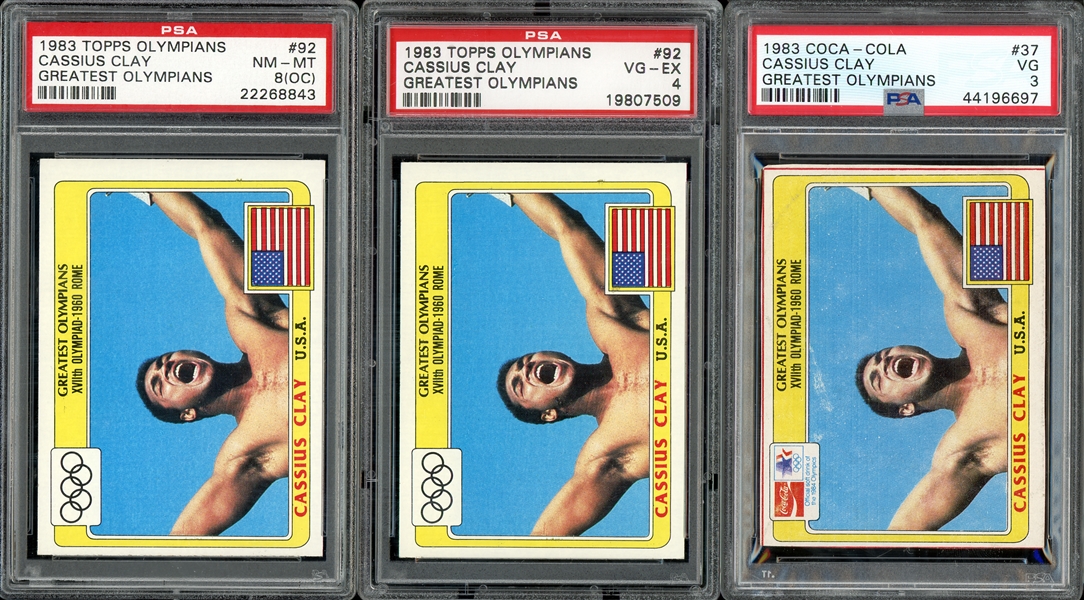 1983 Topps Olympians Greatest Olympians #92 Cassius Clay Group Of Three (3) PSA Graded