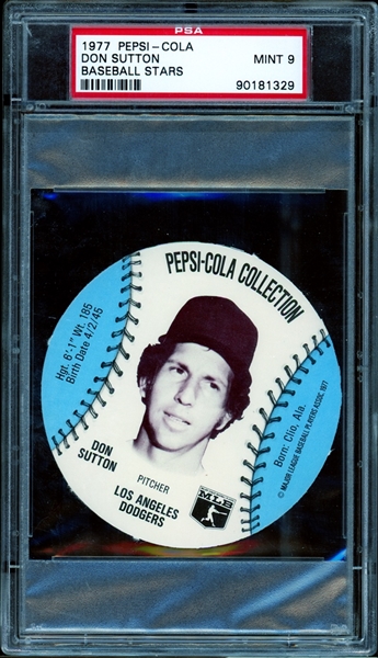 1977 Pepsi-Cola Baseball Stars Don Sutton PSA 9 MINT
