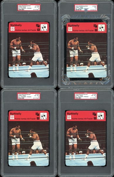 1978 Sportscaster Finnish #1058 Three Times Ali/Frazier Group Of Four (4) PSA Graded