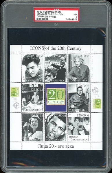 1999 Turkmenistan Complete Stamp Panel Icons Of The 20th Century PSA 7 NM
