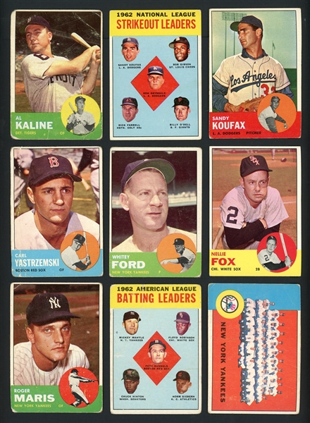 1963 Topps Group Of 156 Cards With Stars And HOFers