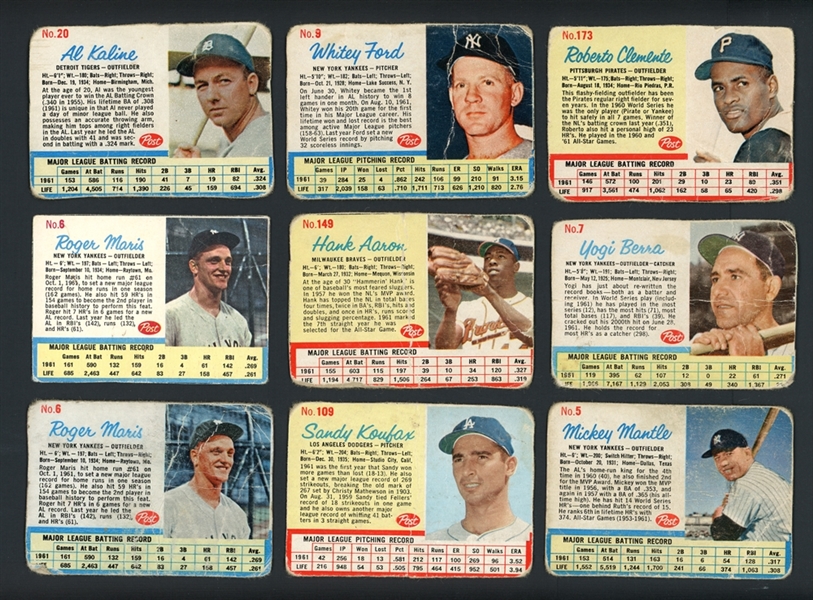 1962 Post Baseball Lot Of 102 Cards With Stars And HOFers