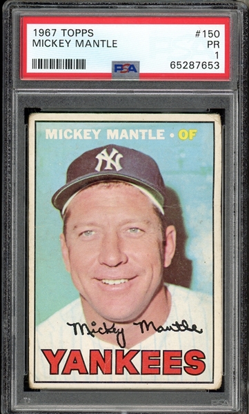 1967 Topps #150 Mickey Mantle PSA 1 PR