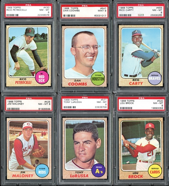 1968 Topps Group Of Sixteen (16) With Hofs & Stars All PSA Graded NM/MT 8 or MINT 9