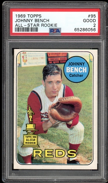 1969 Topps #95 Johnny Bench All-Star Rookie PSA 2 GOOD