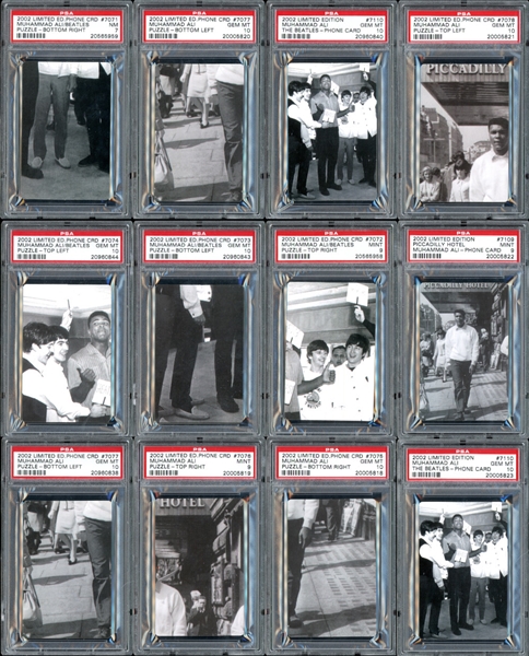 2002 Limited Edition Phone Card Muhammad Ali Puzzle Top Left Group Of Twenty-Three (23) All PSA Graded