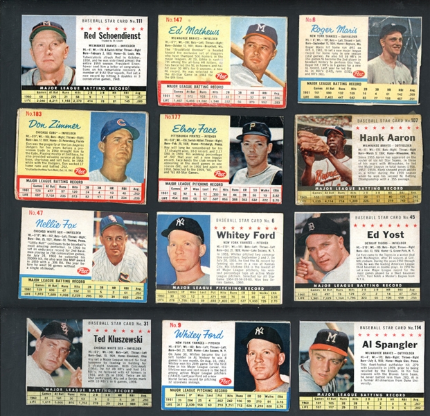 1961-1963 Post Baseball Lot Of One Hundred and Four (104) Total Cards With Stars & HOFs