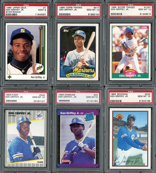 1989 Ken Griffey Jr. Rookie Card Group Of (6) PSA Graded Cards