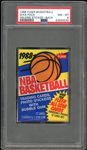 1988 Fleer Basketball Wax Pack Wilkins Sticker Back PSA 8 NM-MT