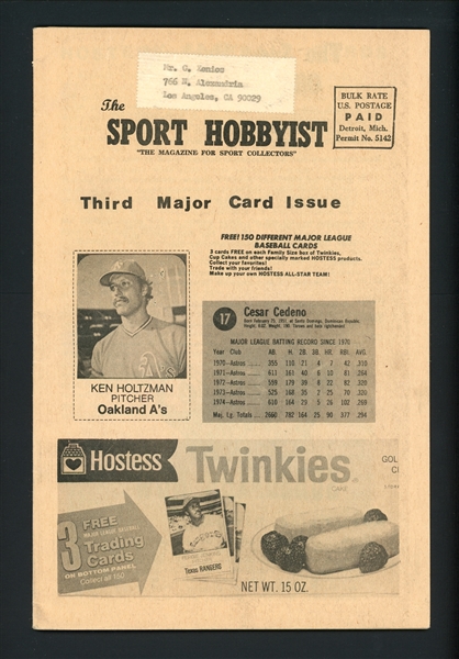 1975 Issue Of The Sport Hobbyist With Original Johnny Mize Card