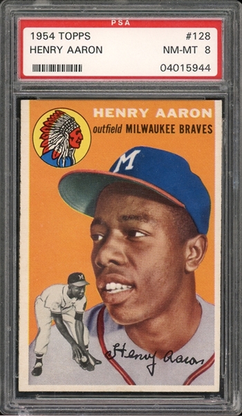 1954 Topps #128 Henry Aaron PSA 8 NM-MT