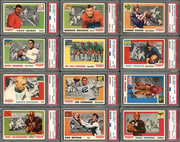 1955 Topps All American Exceptionally High Grade Complete Set With 99/100 Cards Graded NM/MT 8