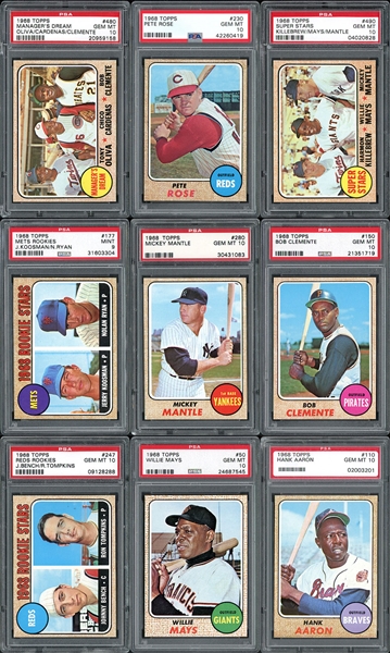 1968 Topps Complete Set Completely PSA Graded With An Amazing 9.94 GPA and 10.90 Weighted GPA 572/598 PSA 10s Set Registry Hall of Fame