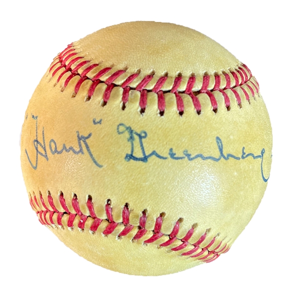 Hank Greenberg Single Signed (Ballpoint Ink) OAL Brown Baseball
