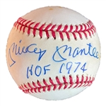 Mickey Mantle "H.O.F. 1974" Single Signed OAL Brown Baseball JSA