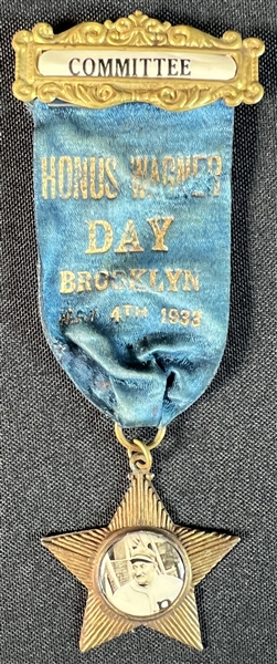 1933 Honus Wagner HOF Day Committee Ribbon With Photo Medallion