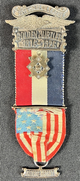 1876-1926 George Wright Golden Jubilee Pin with American Flag Ribbon