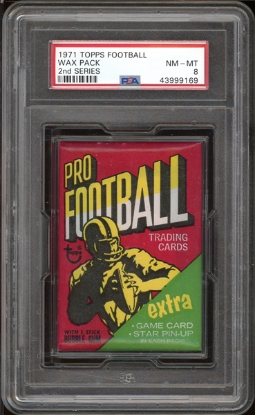 1971 Topps Football Unopened 2nd Series Wax Pack PSA 8 NM-MT
