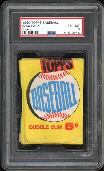 1960 Topps Baseball Unopened Wax Pack 5 Cent PSA 6 EX-MT