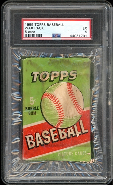 1955 Topps Baseball Unopened Wax Pack 5 Cent PSA 5 EX