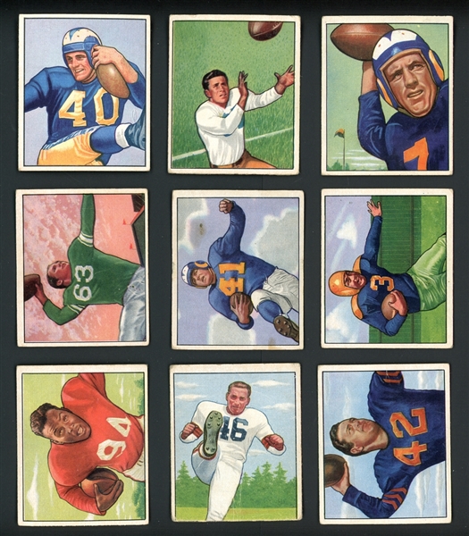 1950 Bowman Football Shoebox Lot Of 52 Cards With Many HOFers