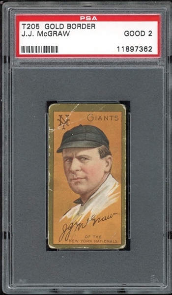 1911 T205 Gold Border J.J. McGraw PSA 2 GOOD 