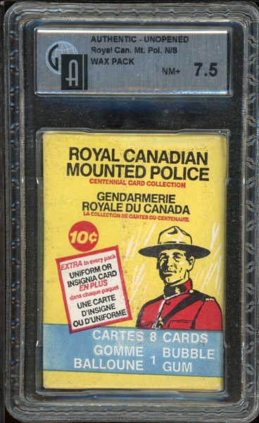 1973 O-Pee-Chee Royal Canadian Mounted Police Unopened Wax Pack GAI 7.5 NM+