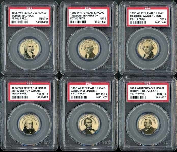 1890 Whitehead And Hoag PE-7-15 Presidents Complete Set Completely PSA Graded