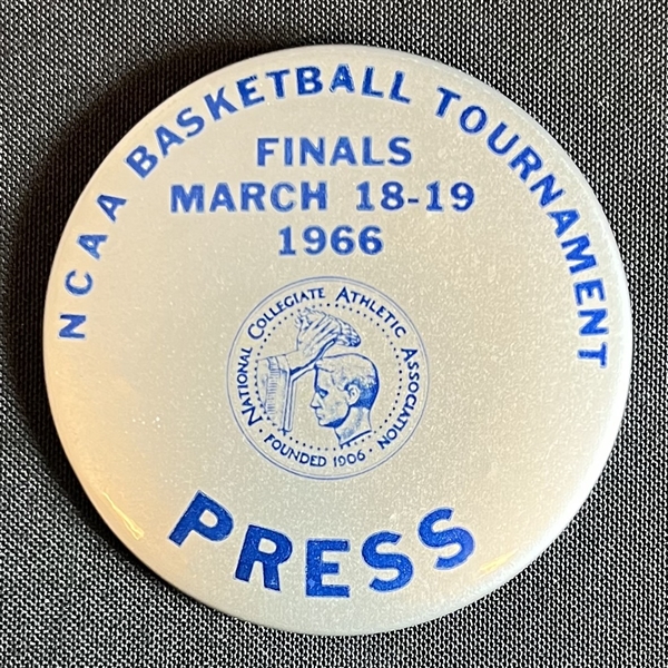 Rare 1966 NCAA Finals Press Celluloid Pin From Texas Western Championship - First All Black Starting Five