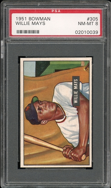 1951 Bowman #305 Willie Mays PSA 8 NM-MT Only 9 Copies Graded Higher