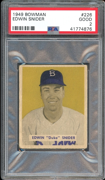 1949 Bowman #226 Edwin Snider PSA 2 GOOD